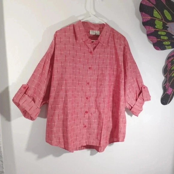 Vintage Gitano Button Down Shirt 100% Cotton Roll Tab Sleeve 24 44 Camp 24W - Picture 12 of 12